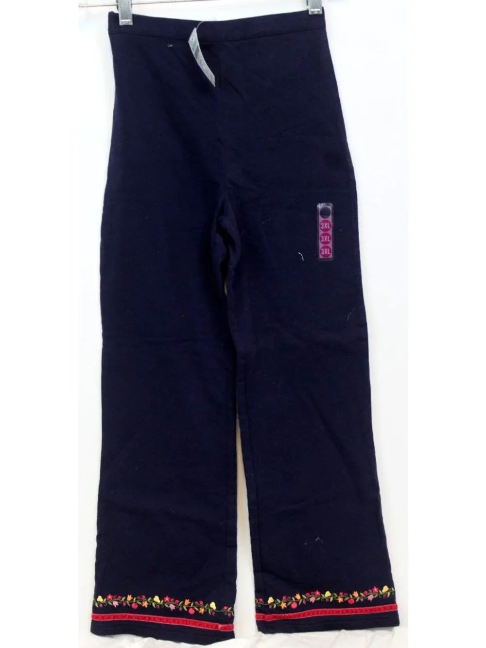 2003 Gymboree Apple for the Teacher Navy Blue Pants sz 3XL 8 Embroidered Flower